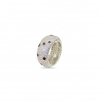 CARTIER SILVER-PLATED GOLD AND BLACK ENAMEL LEOPARD PRINT RING FOR WOMEN, EXUDING A SOPHISTICATED AND LUXURIOUS FEEL. WIDE VERSION 456783 CARTIER SILVER-PLATED GOLD AND BLACK ENAMEL LEOPARD PRINT RING FOR WOMEN, EXUDING A SOPHISTICATED AND LUXURIOUS FEEL. WIDE VERSION 456783